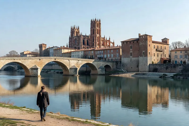 Le Tarn, le pont Vieux et la silhouette de la cité épiscopale d'Albi.