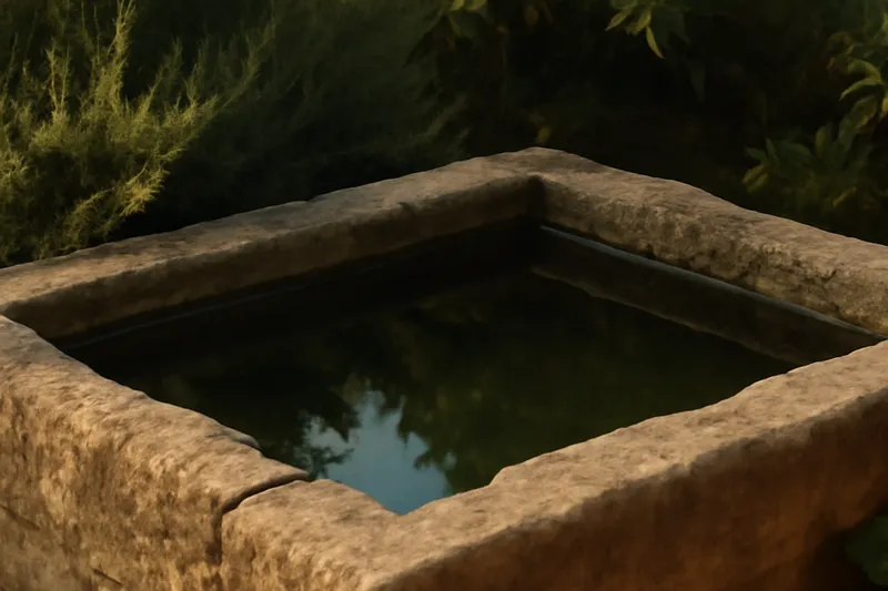 Bassin de refroidissement en maçonnerie du château d'Enjaux, vestige de l'émetteur de Radio Toulouse