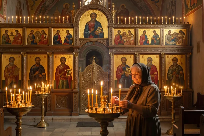 Intérieur d'une église orthodoxe avec icônes, à Toulouse