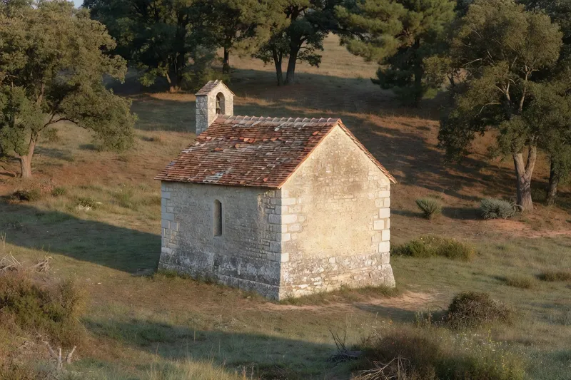 Ancienne demeure seigneuriale en pierre en cours de restauration dans le Tarn