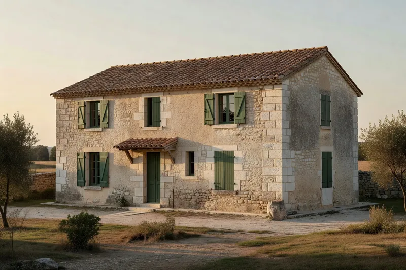 Façade de maison lauragaise en brique foraine avec toiture en tuiles canal